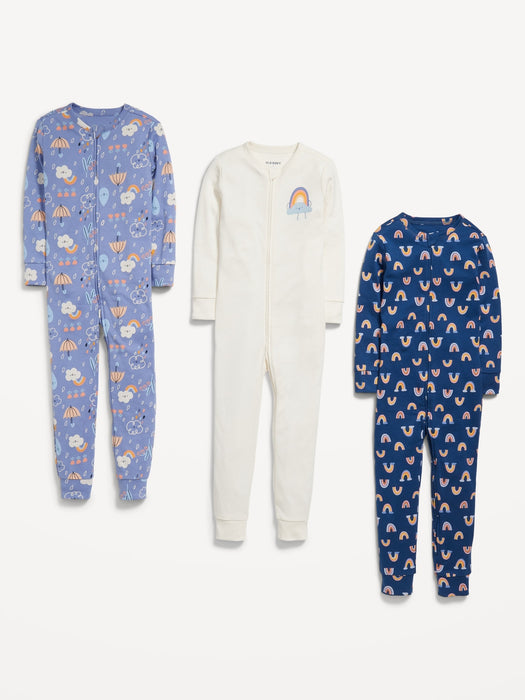Unisex Snug-Fit Printed Pajama One-Piece 3-Pack for Toddler & Baby