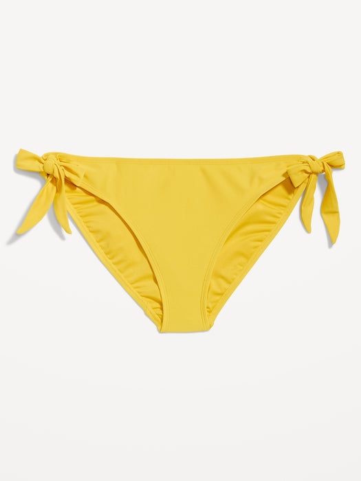 Mid-Rise Side-Tie Bikini Swim Bottoms