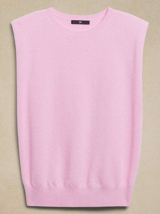 Cashmere Padded-Shoulder Top