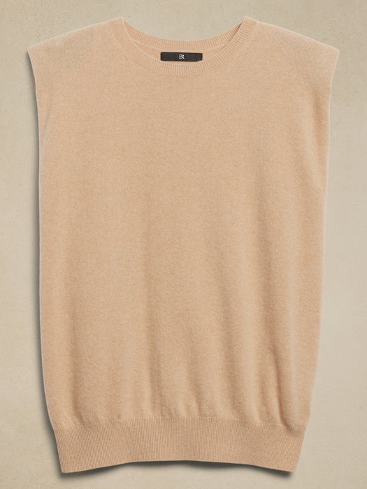 Cashmere Padded-Shoulder Top