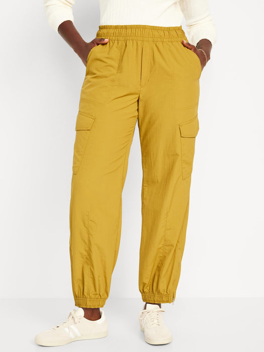 High-Waisted Ankle-Zip Cargo Joggers