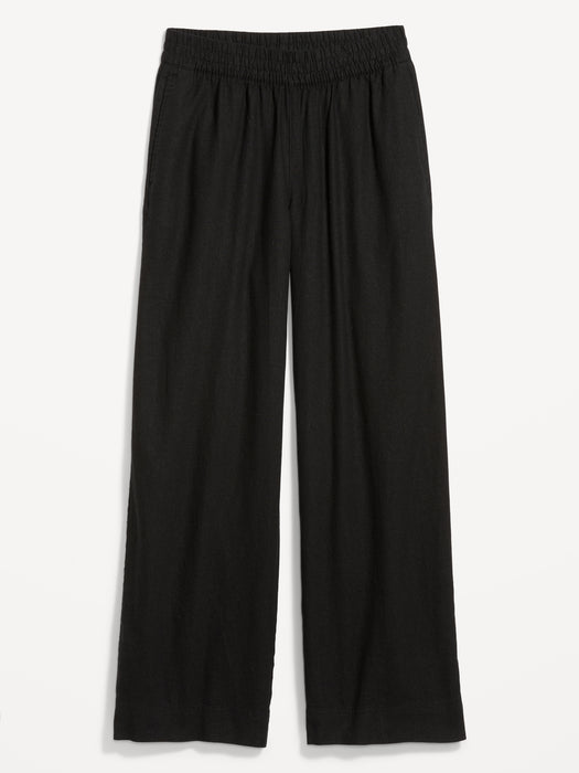 High-Waisted Linen-Blend Wide-Leg Pants