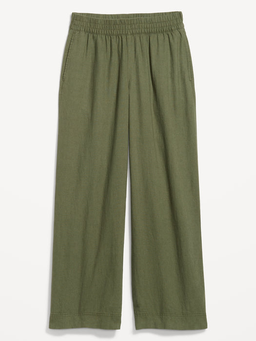 High-Waisted Linen-Blend Wide-Leg Pants