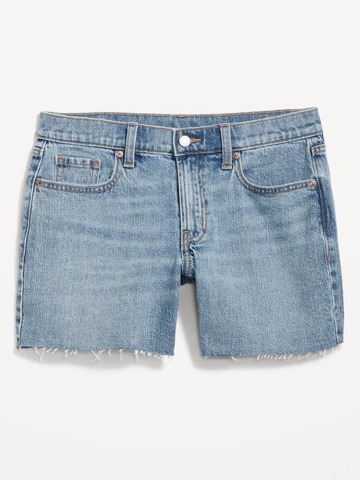 Mid-Rise Boyfriend Cut-Off Jean Shorts -- 5-inch inseam