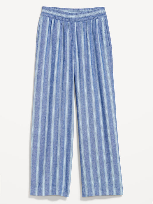 High-Waisted Linen-Blend Wide-Leg Pants