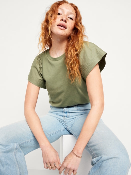 Flutter-Sleeve Combination Top