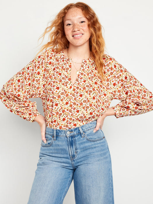 Long-Sleeve Floral Top