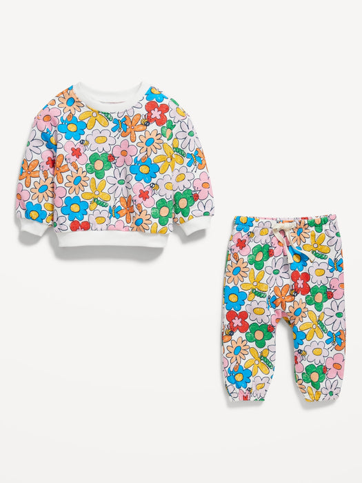Unisex Printed Crew-Neck Sweatshirt & Jogger Pants Set for Baby