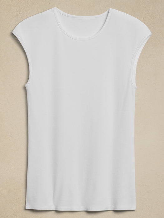 Ribbed Cap-Sleeve T-Shirt