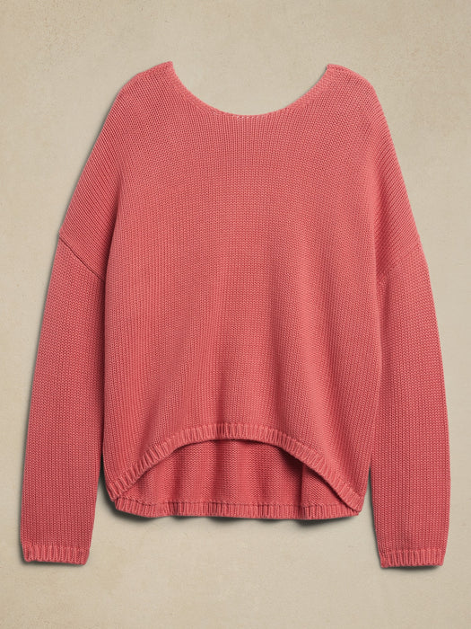 Demi Cotton-Silk Scoop-Back Sweater