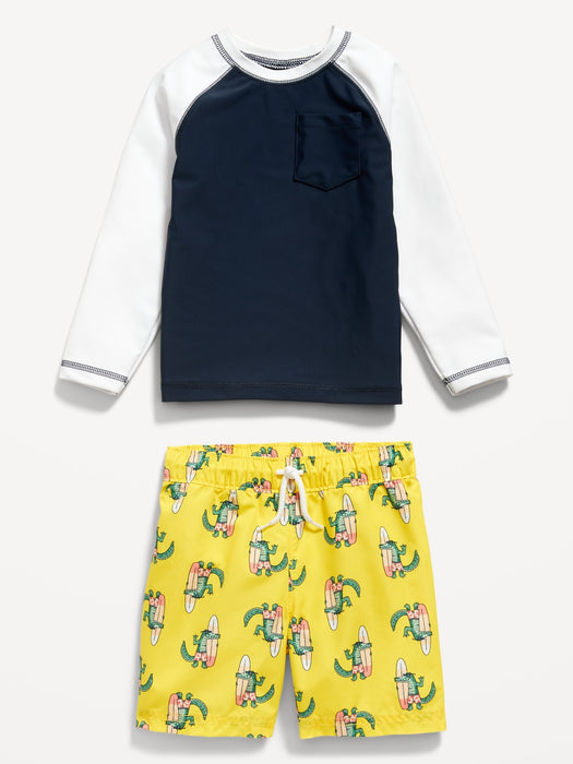 Rashguard Pocket Swim Top & Trunks for Toddler Boys