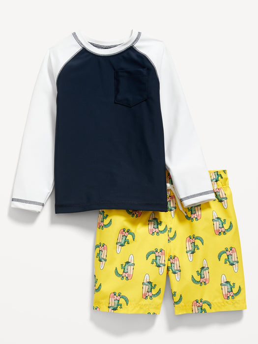 Rashguard Pocket Swim Top & Trunks for Toddler Boys