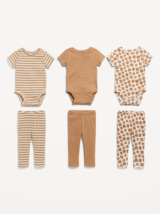Unisex Bodysuit & Leggings 6-Pack for Baby