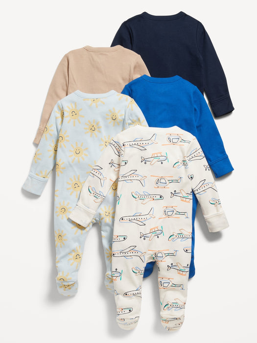 2-Way-Zip Sleep & Play Footed One-Piece 5-Pack for Baby