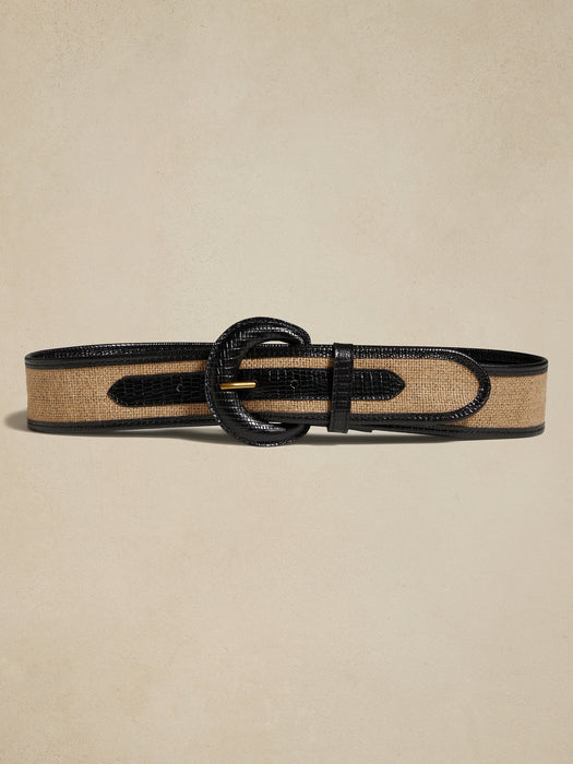 Riviera Linen + Leather Belt