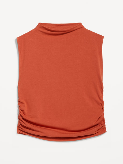 Mock-Neck Ruched Tank Top