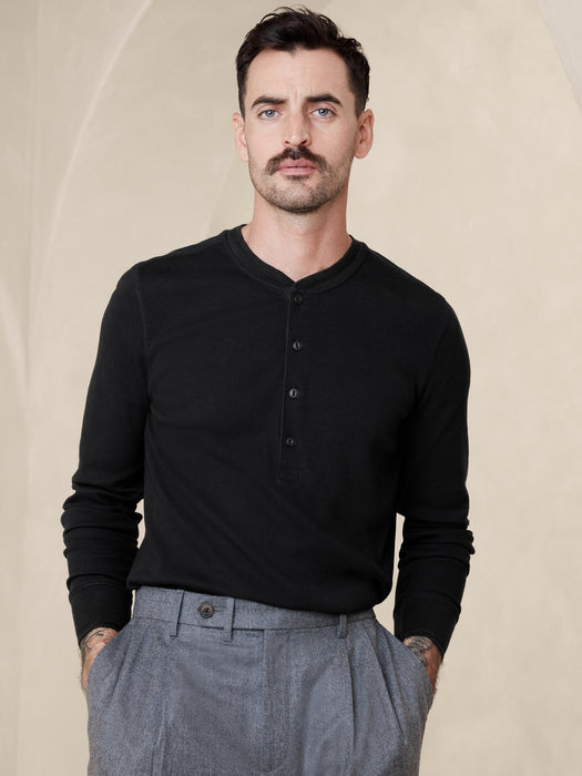 Slim Ribbed Henley T-Shirt