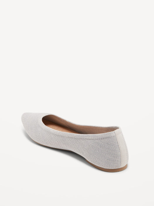 Soft-Knit Pointed-Toe Ballet Flats