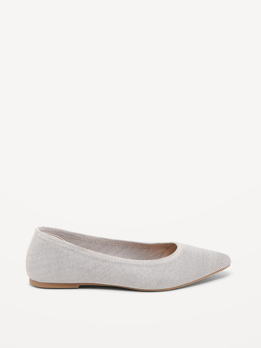 Soft-Knit Pointed-Toe Ballet Flats