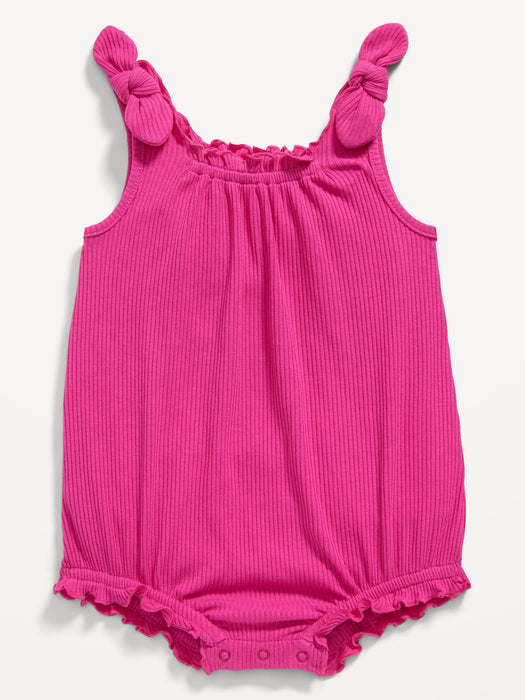 Sleeveless Tie-Shoulder One-Piece Romper for Baby