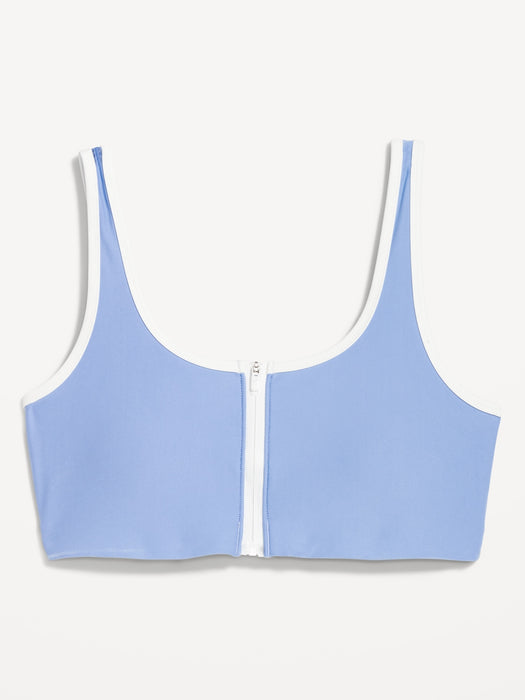 Zip-Front Bikini Swim Top