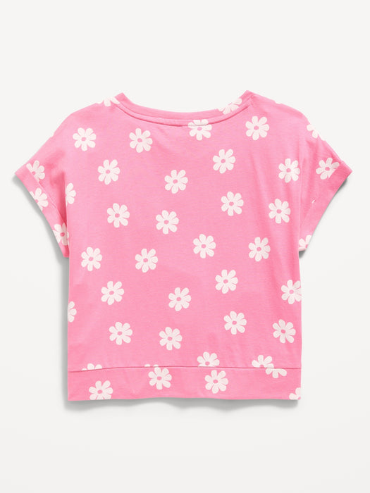 Printed Short-Sleeve Twist-Front T-Shirt for Girls