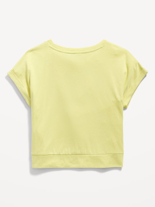 Dolman-Sleeve Logo-Graphic Twist-Front Top for Girls