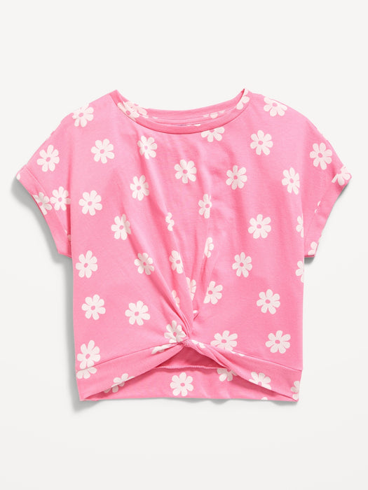 Printed Short-Sleeve Twist-Front T-Shirt for Girls