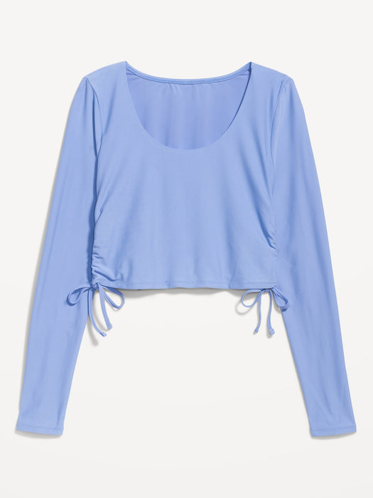 Long-Sleeve Side-Tie Swim Top