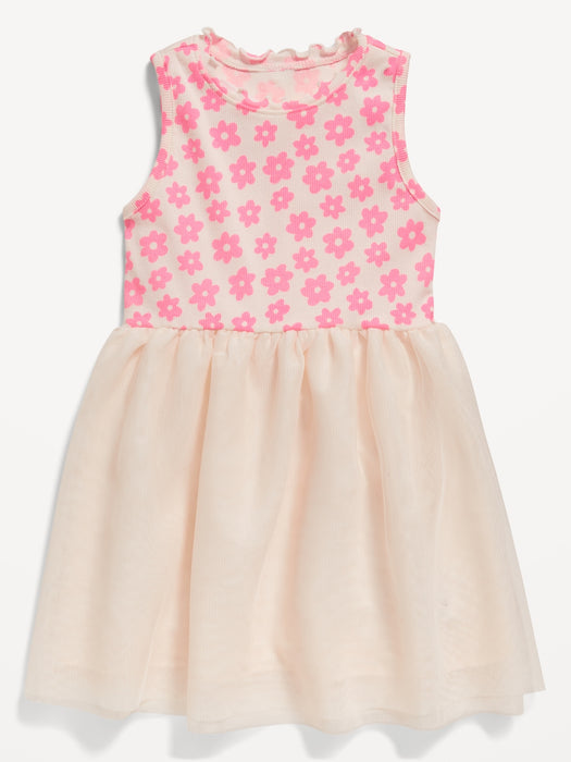 Sleeveless Fit and Flare Tutu Dress for Toddler Girls