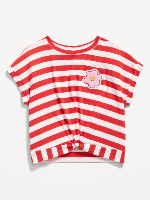Printed Short-Sleeve Twist-Front T-Shirt for Girls