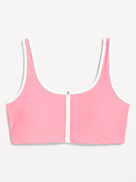 Zip-Front Bikini Swim Top