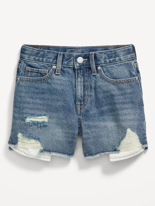 High-Waisted Exposed Pocket Jean Shorts for Girls