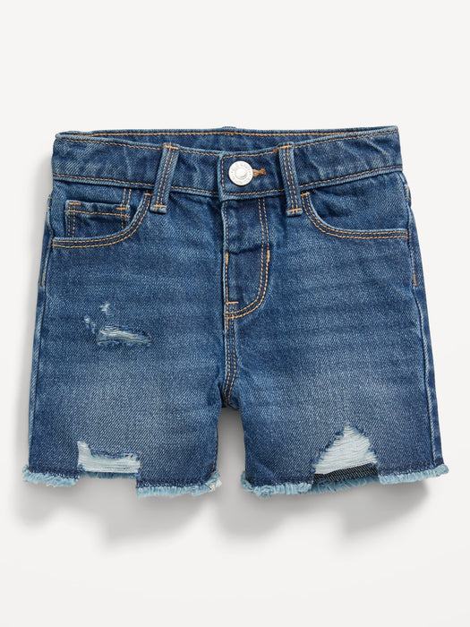 High-Waisted Frayed-Hem Jean Shorts for Toddler Girls