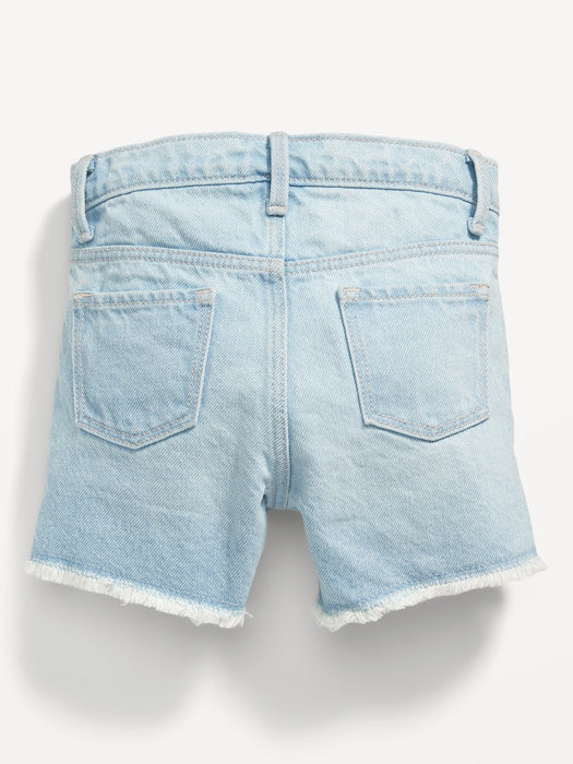 High-Waisted Exposed Lace-Pocket Jean Shorts for Toddler Girls