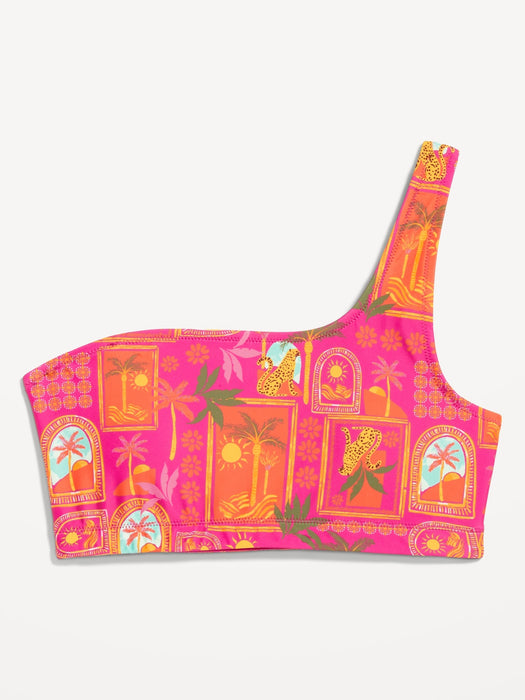 Printed One-Shoulder Bikini Swim Top for Women