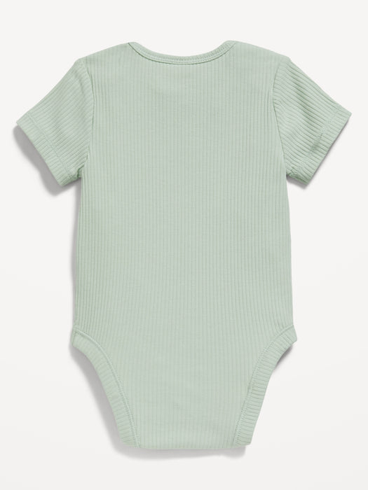 Unisex Short-Sleeve Rib-Knit Bodysuit for Baby