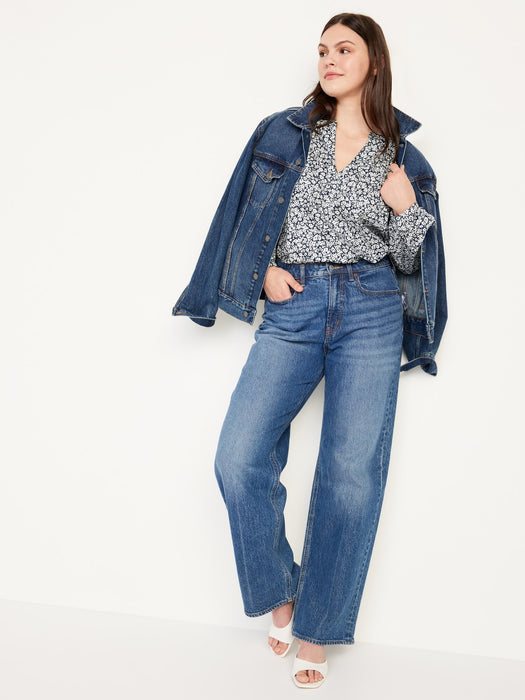 Long-Sleeve Split-Neck Top