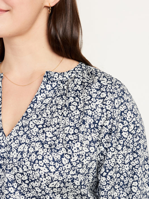 Long-Sleeve Split-Neck Top