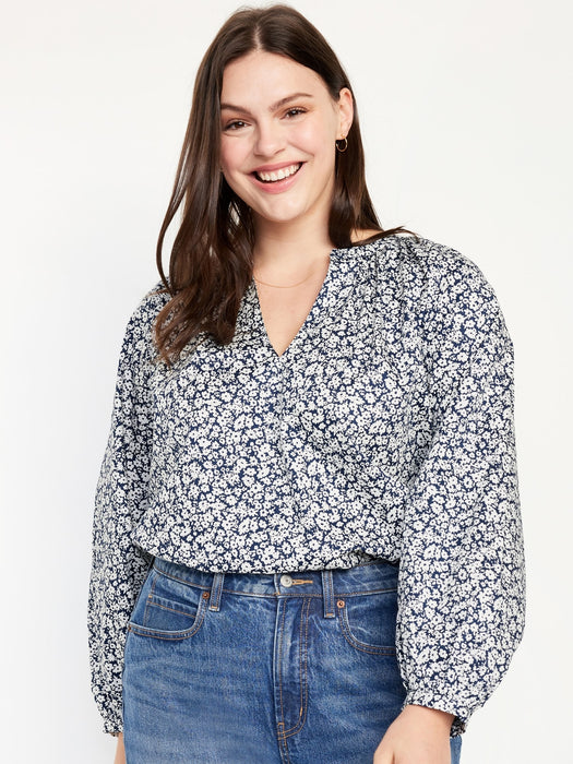 Long-Sleeve Split-Neck Top