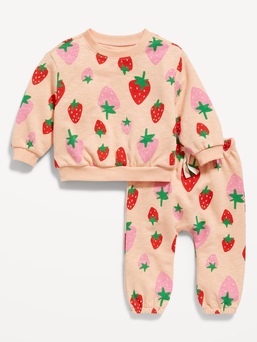 Unisex Printed Crew-Neck Sweatshirt & Jogger Pants Set for Baby