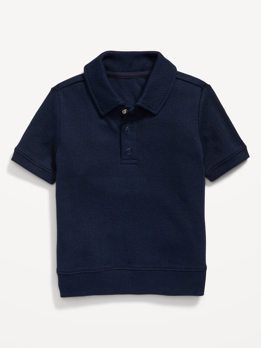 Snap-Button Pointelle-Knit Polo Shirt for Toddler Boys