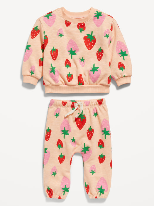 Unisex Printed Crew-Neck Sweatshirt & Jogger Pants Set for Baby