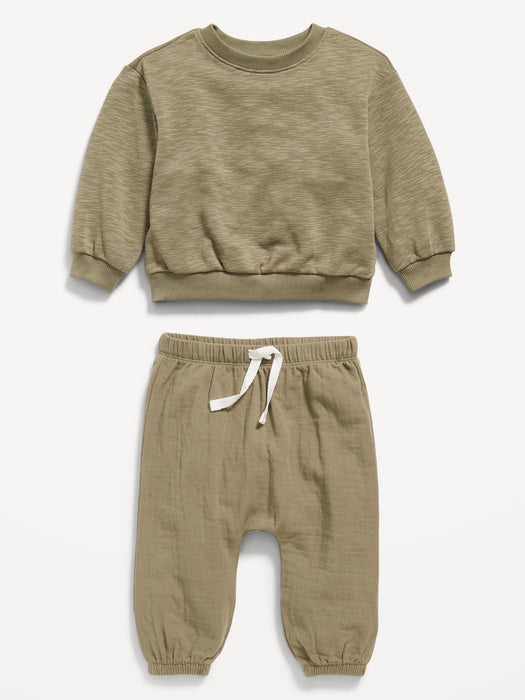 Unisex Crew-Neck Sweatshirt & Jogger Pants Set for Baby
