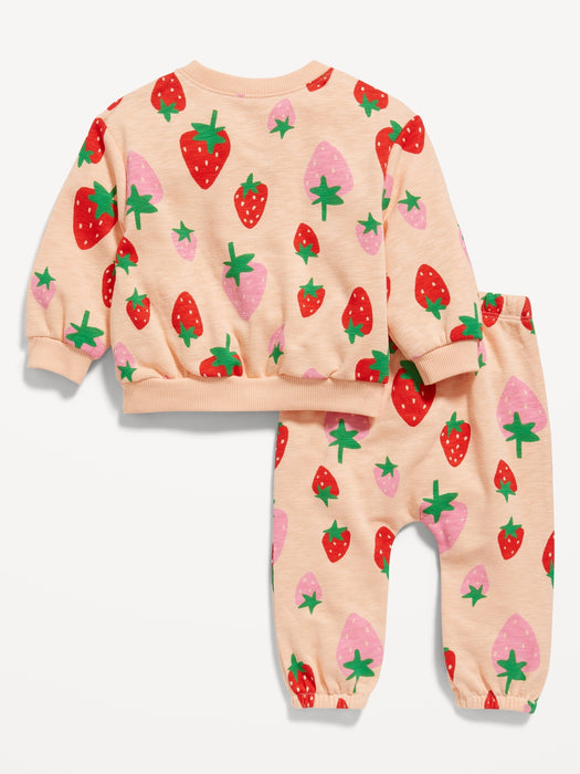 Unisex Printed Crew-Neck Sweatshirt & Jogger Pants Set for Baby