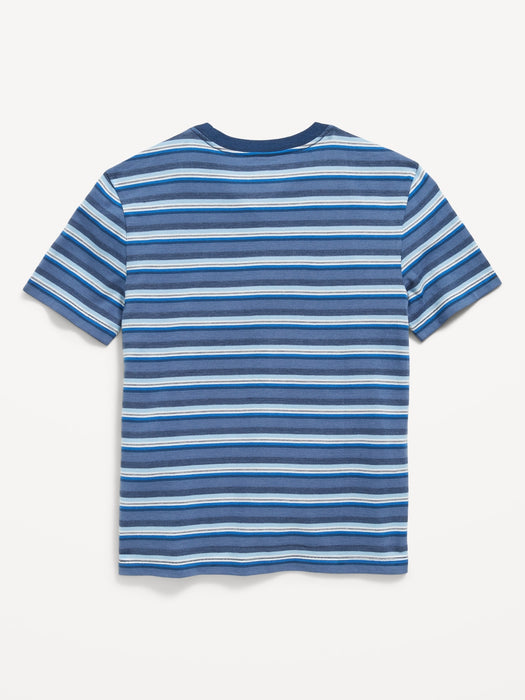 Textured Striped Short-Sleeve Pocket T-Shirt for Boys