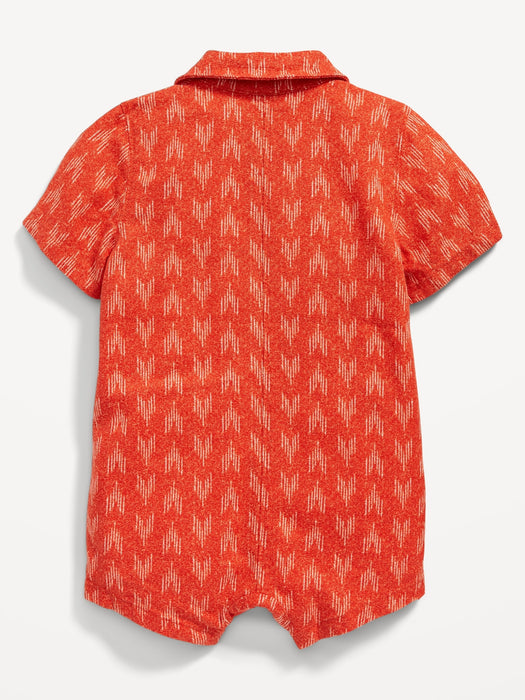 Printed Linen-Blend Utility Pocket Romper for Baby