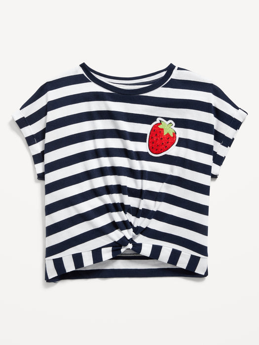 Printed Short-Sleeve Twist-Front T-Shirt for Girls