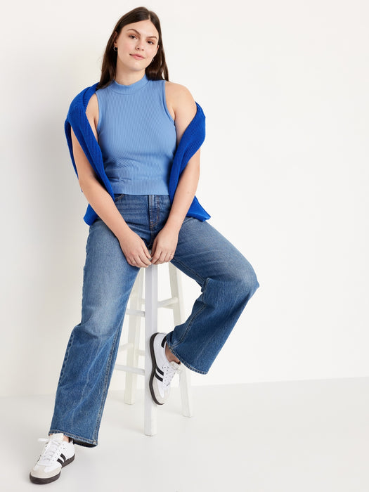 Mock-Neck Rib-Knit Tank Top