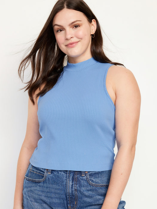 Mock-Neck Rib-Knit Tank Top